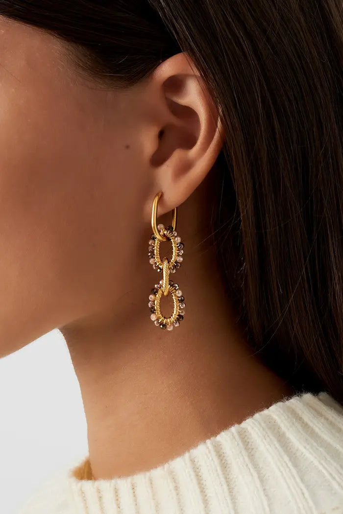 Oorbellen bead party - beige