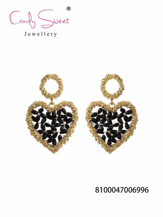 Oorbellen hart - Zwart