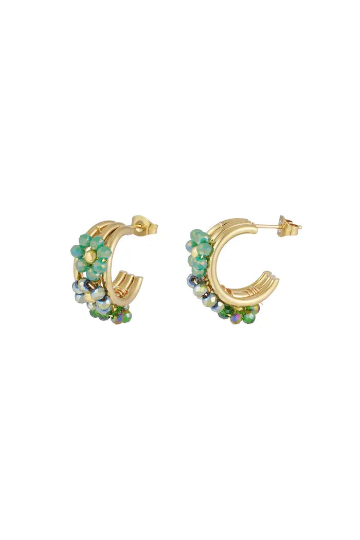 Oorbellen little bloom - groen