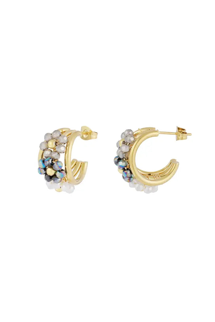 Oorbellen little bloom - grijs