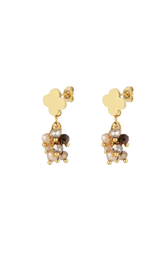 Oorbellen festive clover - beige
