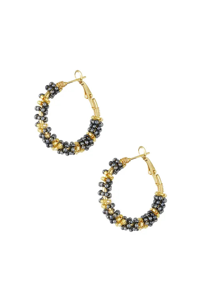 Oorbellen beads of joy - zwart