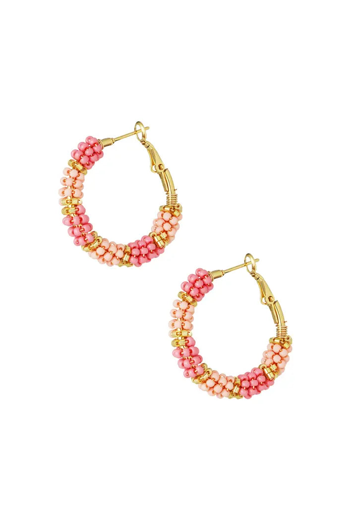 Oorbellen beads of joy - roze