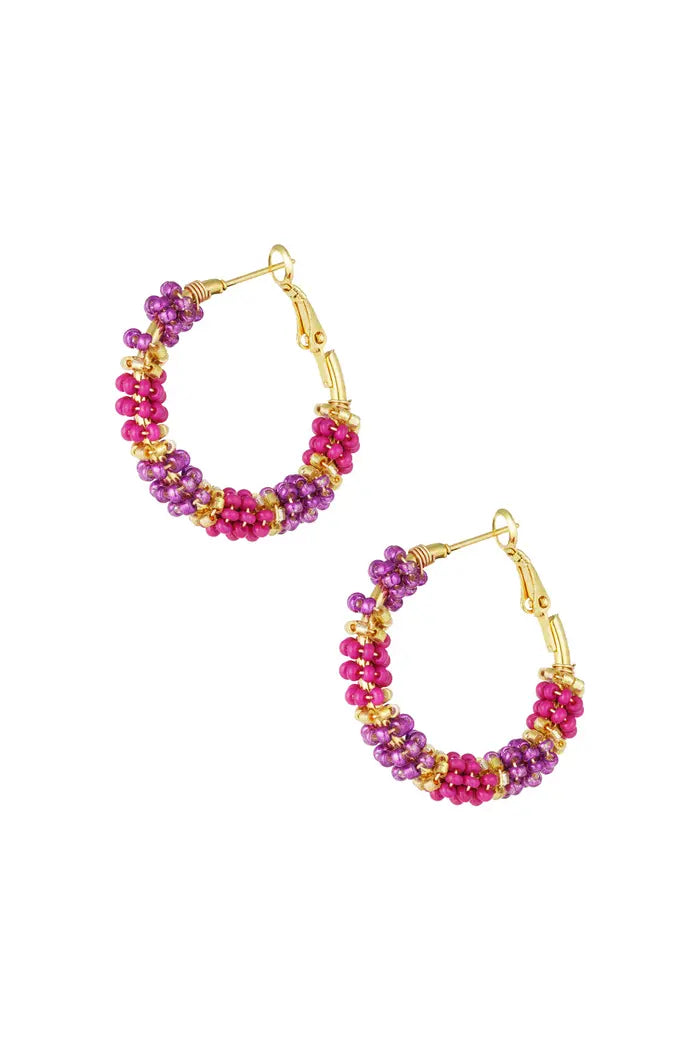 Oorbellen beads of joy - fuchsia