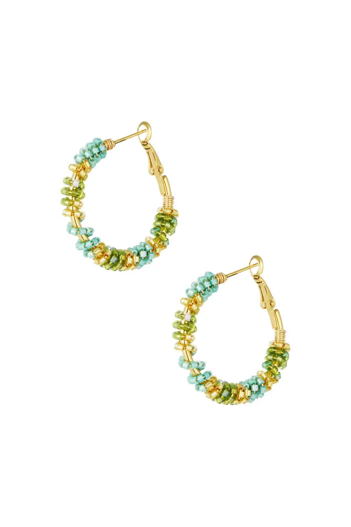 Oorbellen beads of joy - groen