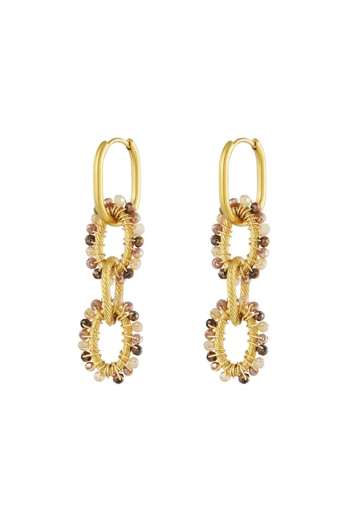 Oorbellen bead party - beige