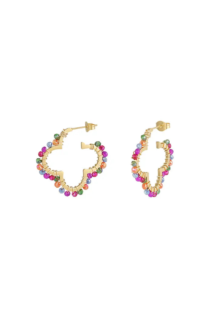Oorbellen clover beads - multi
