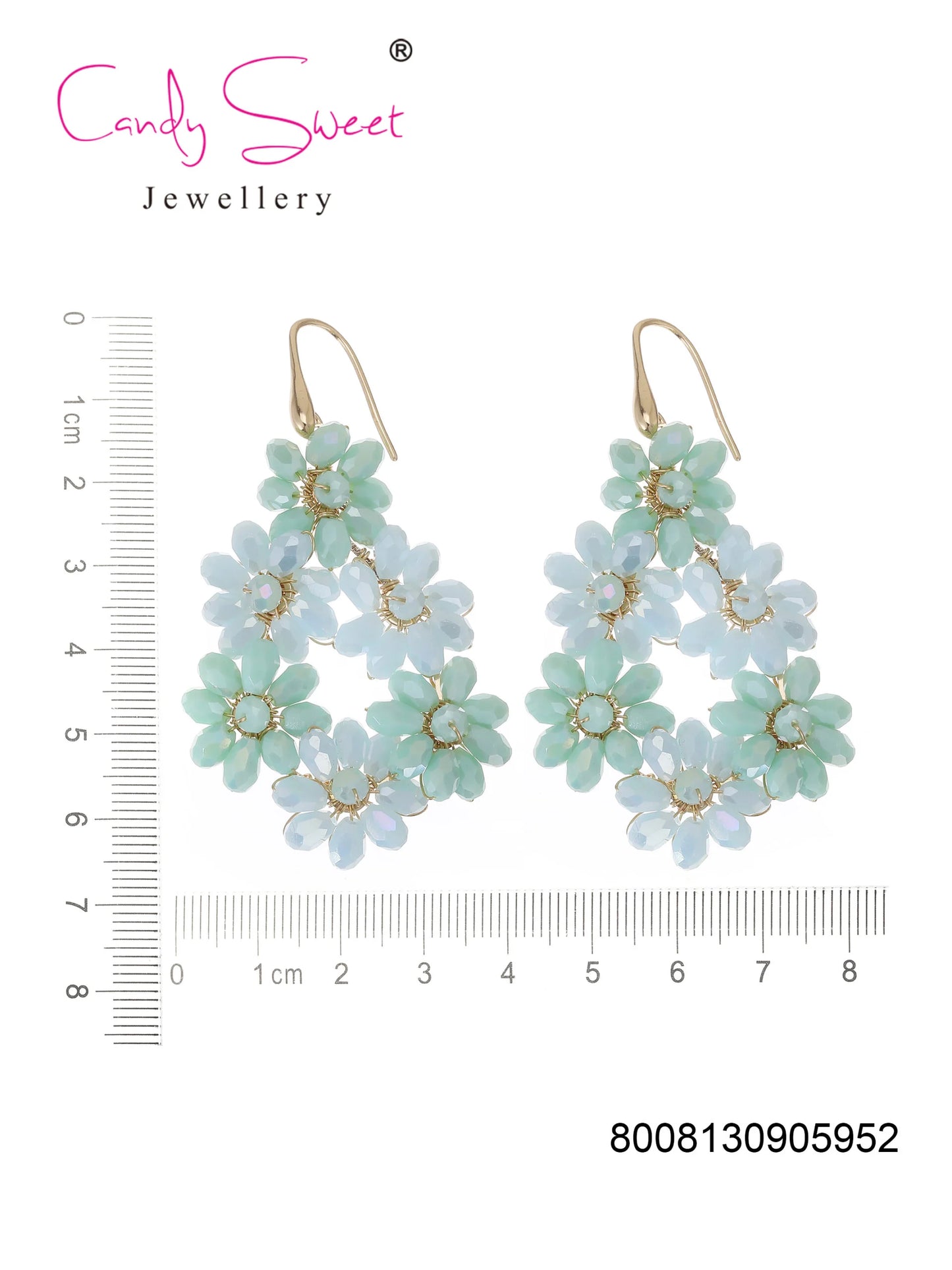 Oorbellen bloemen - Blauw / Groen