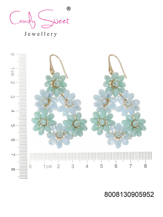 Oorbellen bloemen - Blauw / Groen