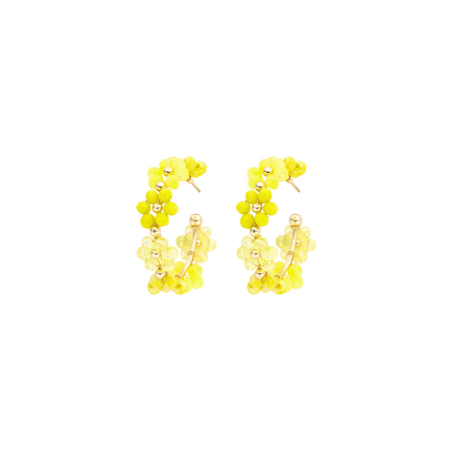 Biba Oorbellen Bloemen Creolen - Geel