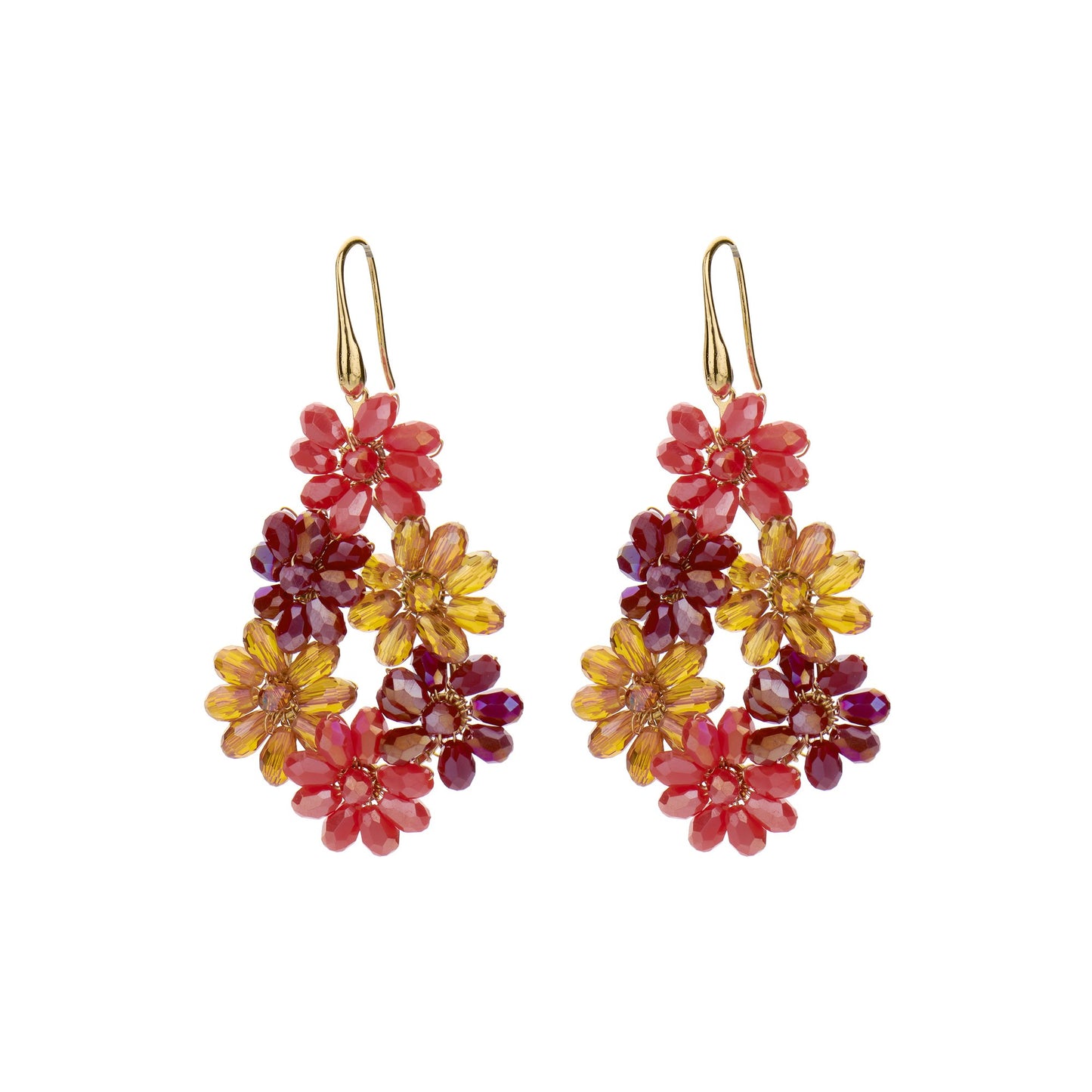 Biba Oorbellen druppel bloemen - Rood