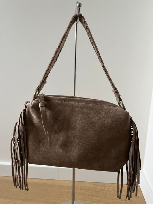 Suèdine franjes tas - Taupe