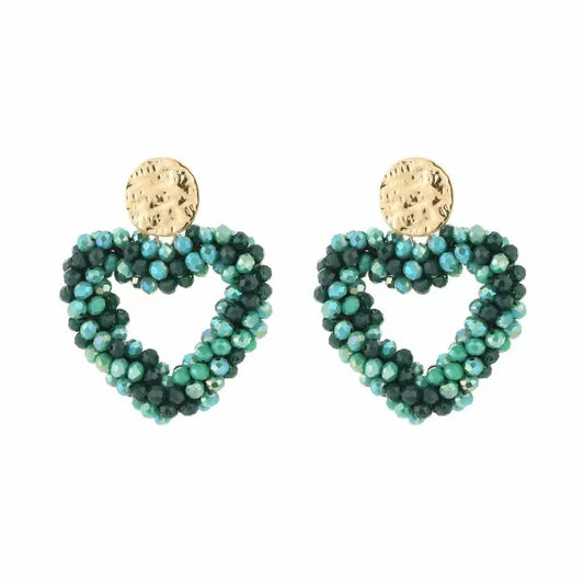 Oorbellen Hart -  Green Mix