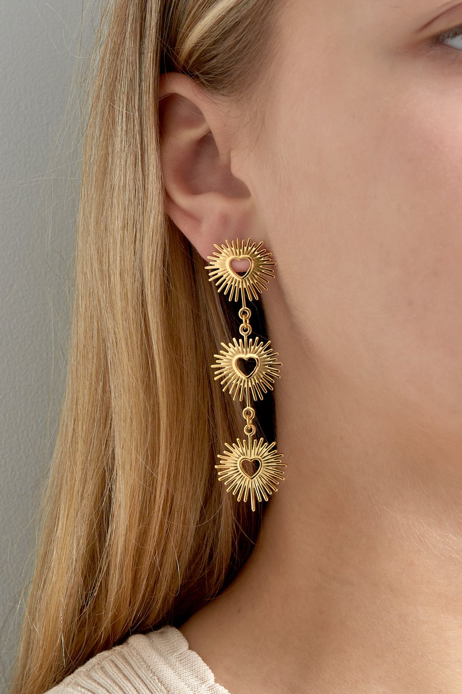 Oorbellen Heart Firework - Goud