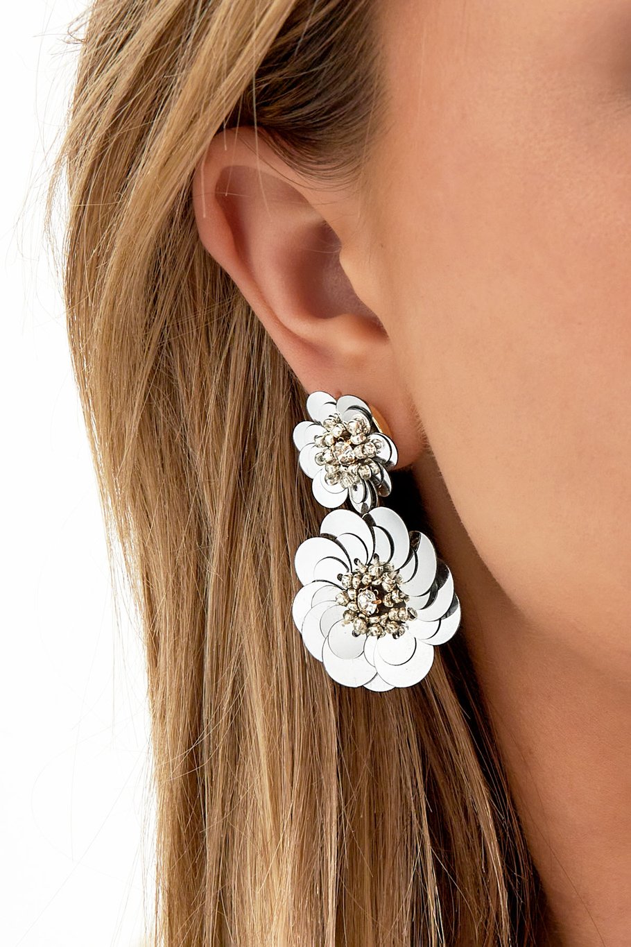 Oorbellen bloemen - Zilver