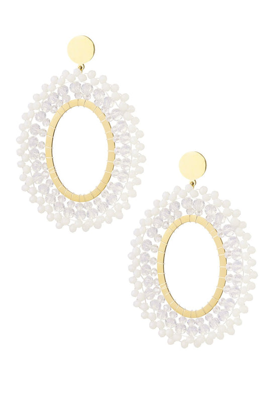 Oorbellen kralen party - Wit