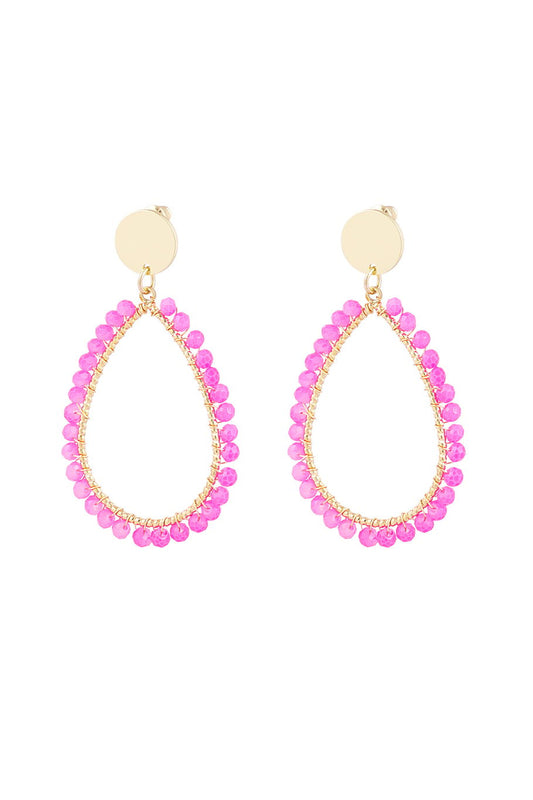 Ovale oorbellen - Fuchsia