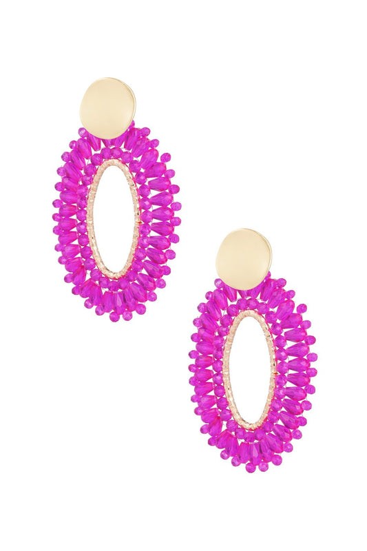 Ovale statement oorbellen - Fuchsia
