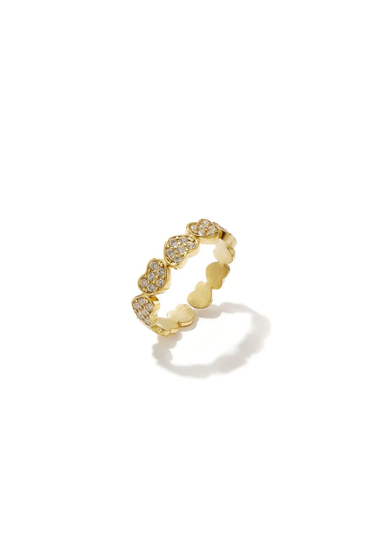 Ring Strass Hartjes - Goudkleurig
