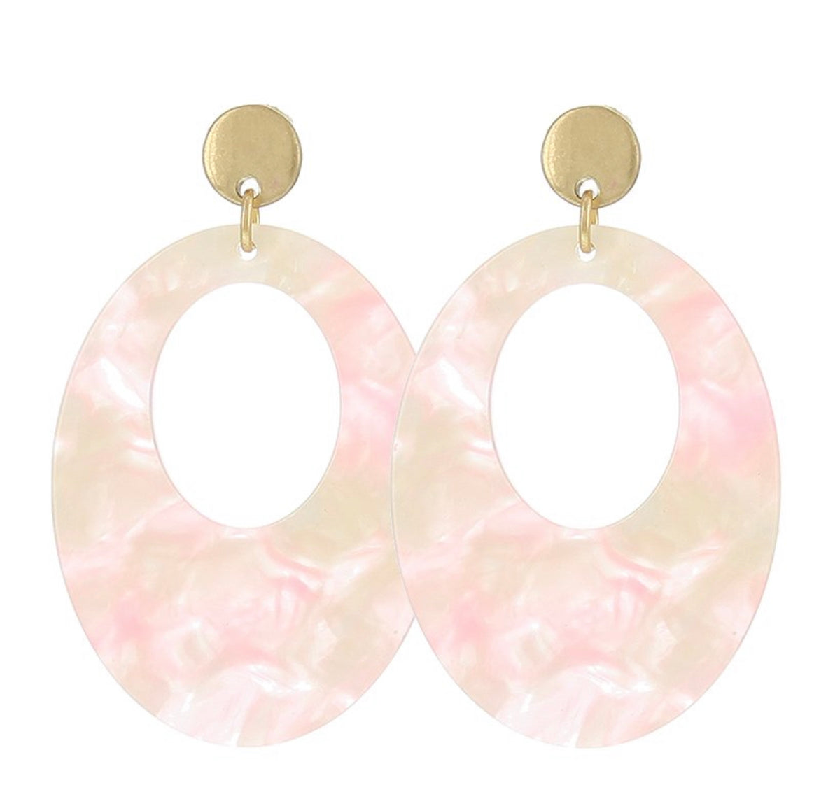 Biba Oorbellen Ovaal Resin - Roze