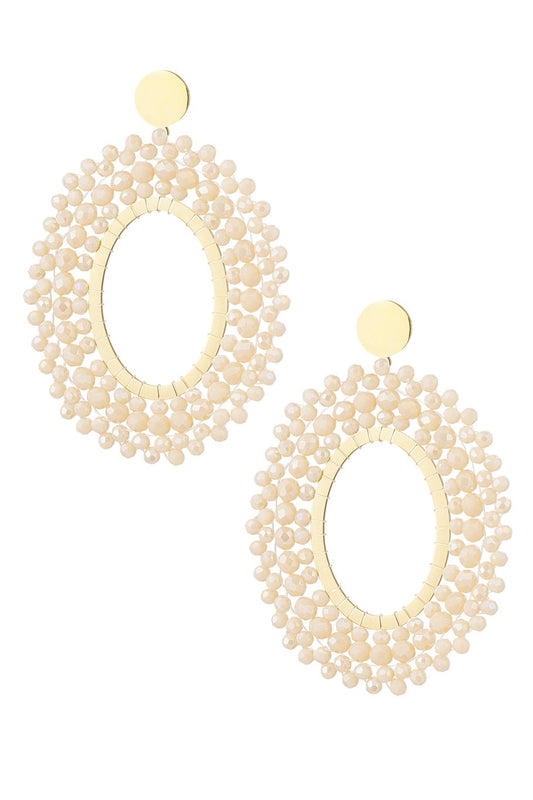 Oorbellen kralen party - Beige