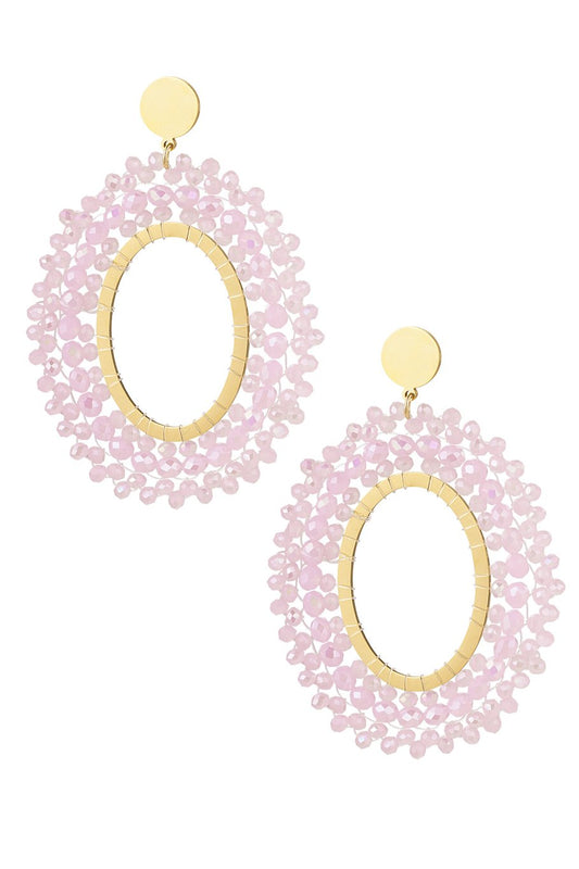 Oorbellen kralen party - Roze