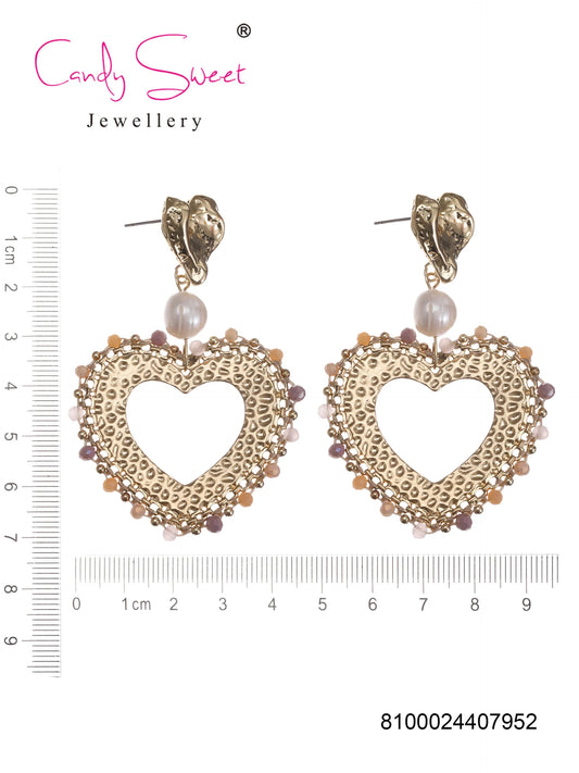 Oorbellen hart - Beige