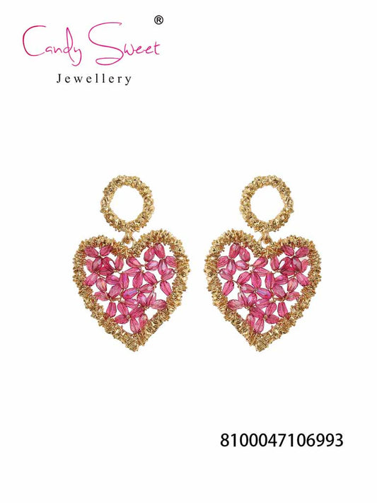 Oorbellen hart - Goud / Roze