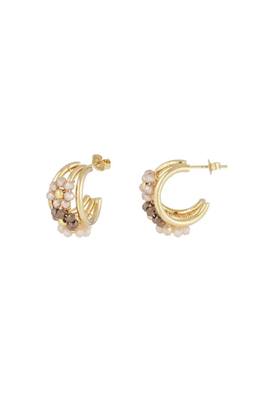 Oorbellen little bloom - beige