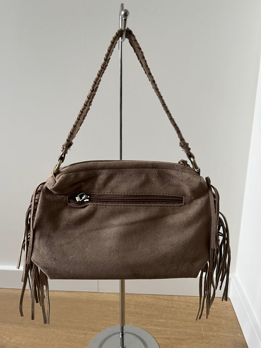 Suèdine franjes tas - Taupe