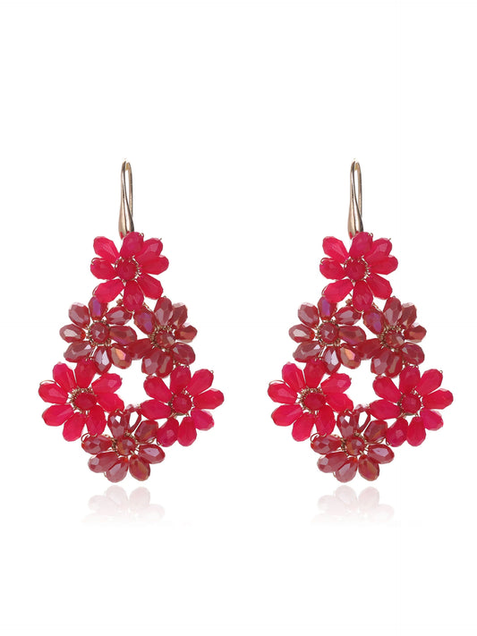 Oorbellen bloemen - Roze / Rood