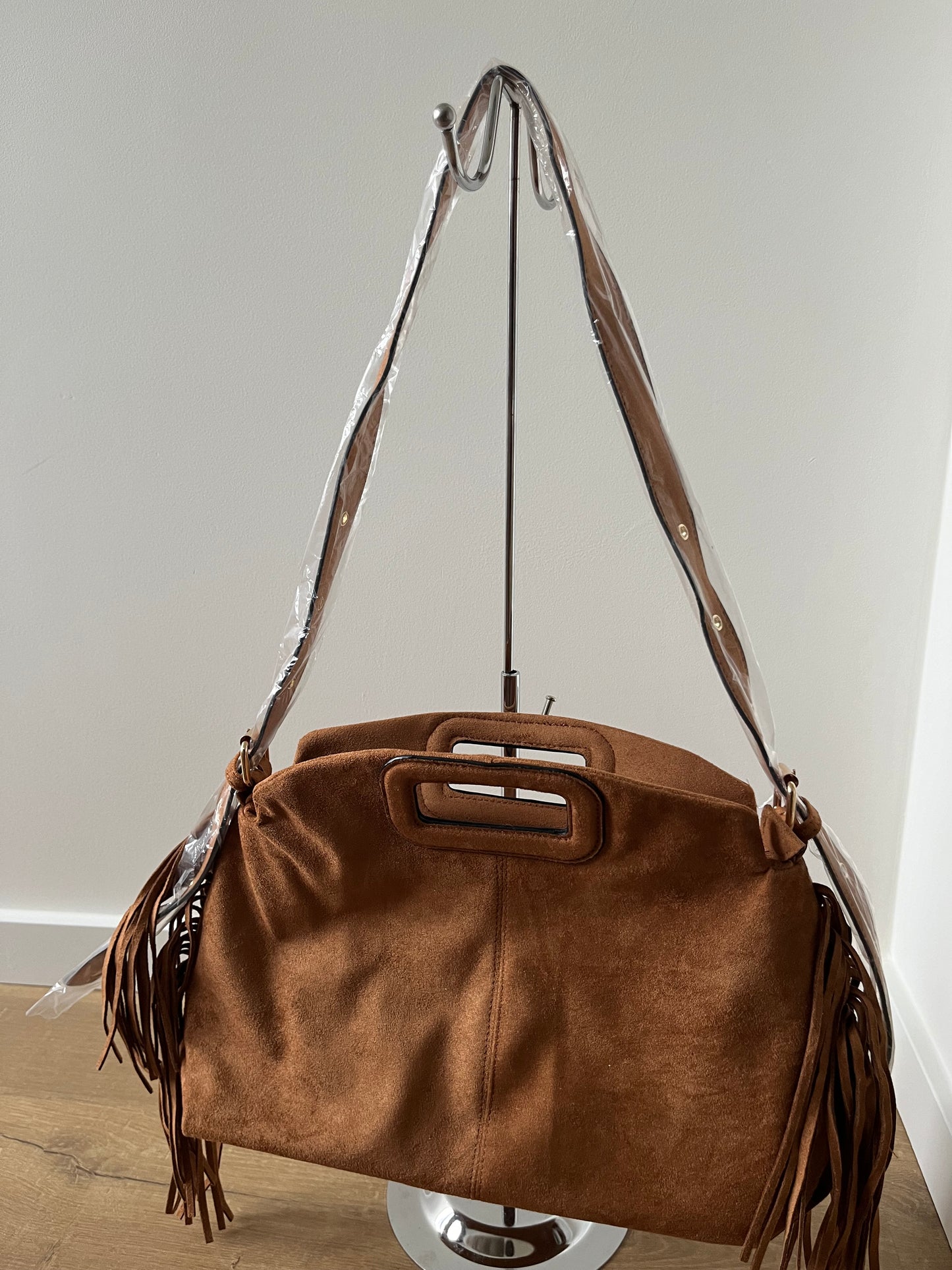 Suèdine franjes tas - cognac