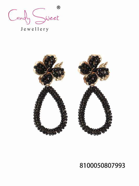 Oorbellen bloem - Zwart