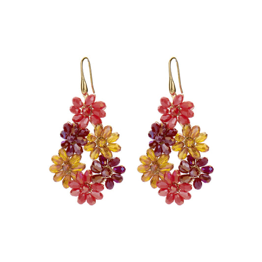 Biba Oorbellen druppel bloemen - Rood