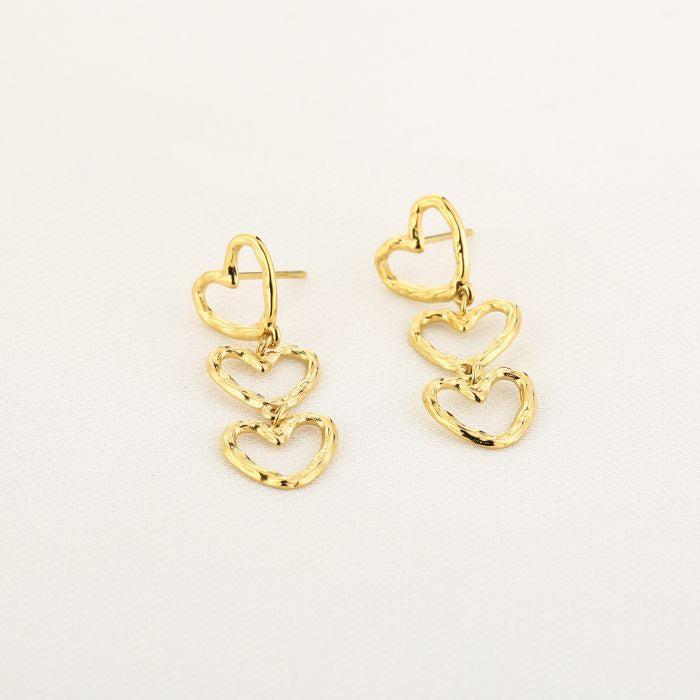 Oorbellen triple hearts
