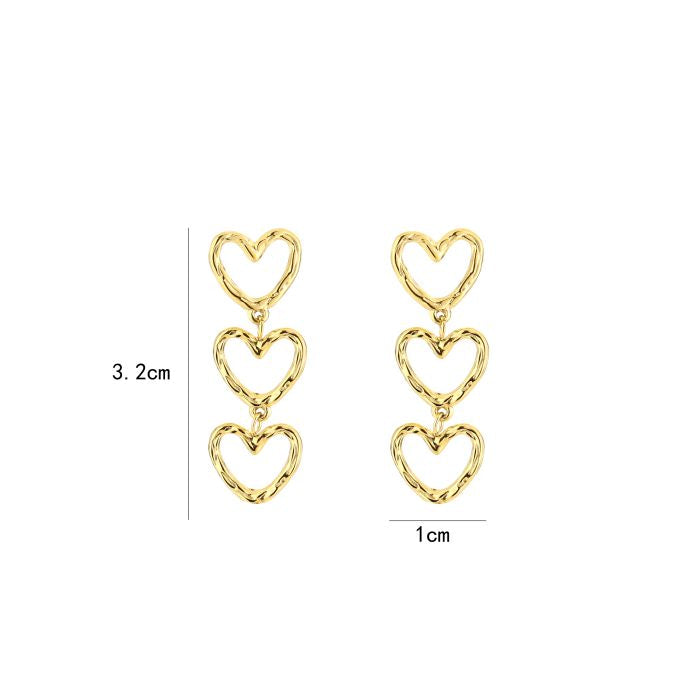 Oorbellen triple hearts