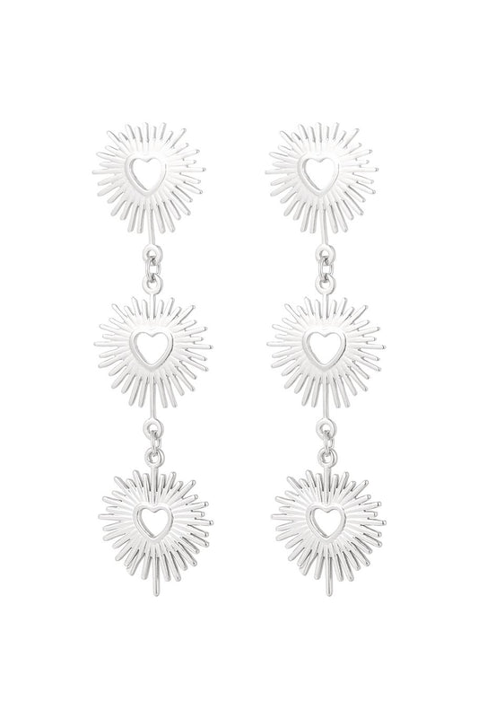 Oorbellen Heart Firework - Zilver