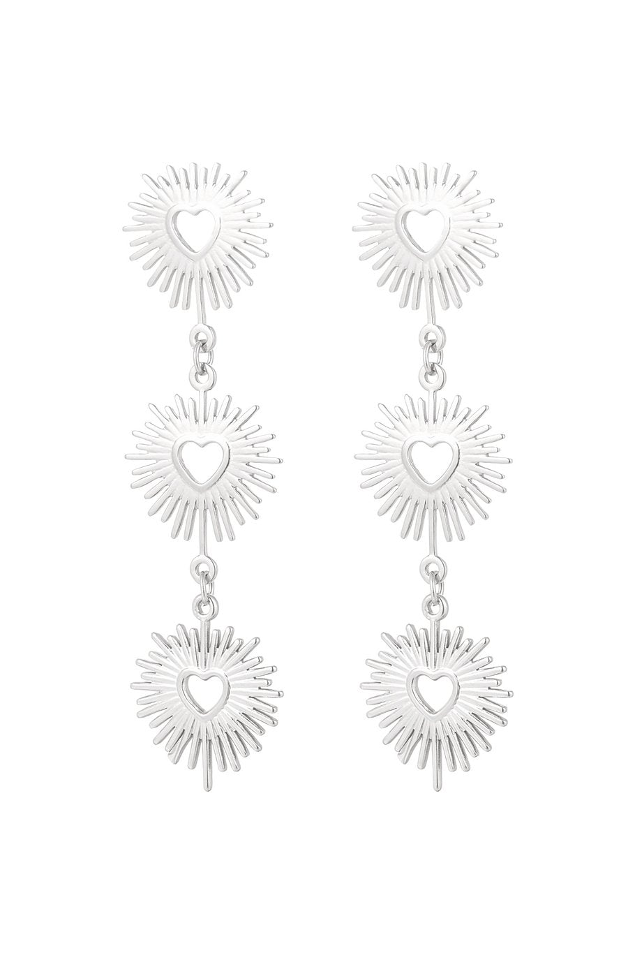 Oorbellen Heart Firework - Zilver