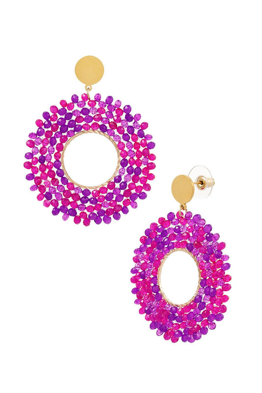 Oorbellen big kralen party - Fuchsia