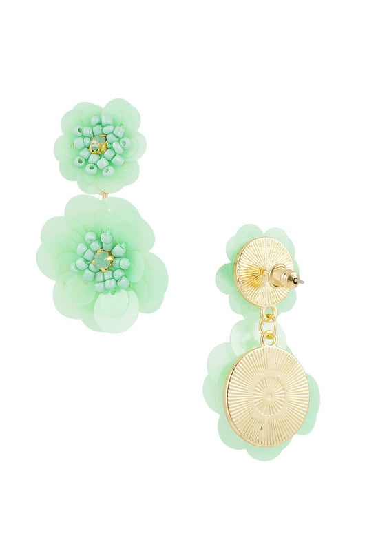 Oorbellen bloemen - Groen