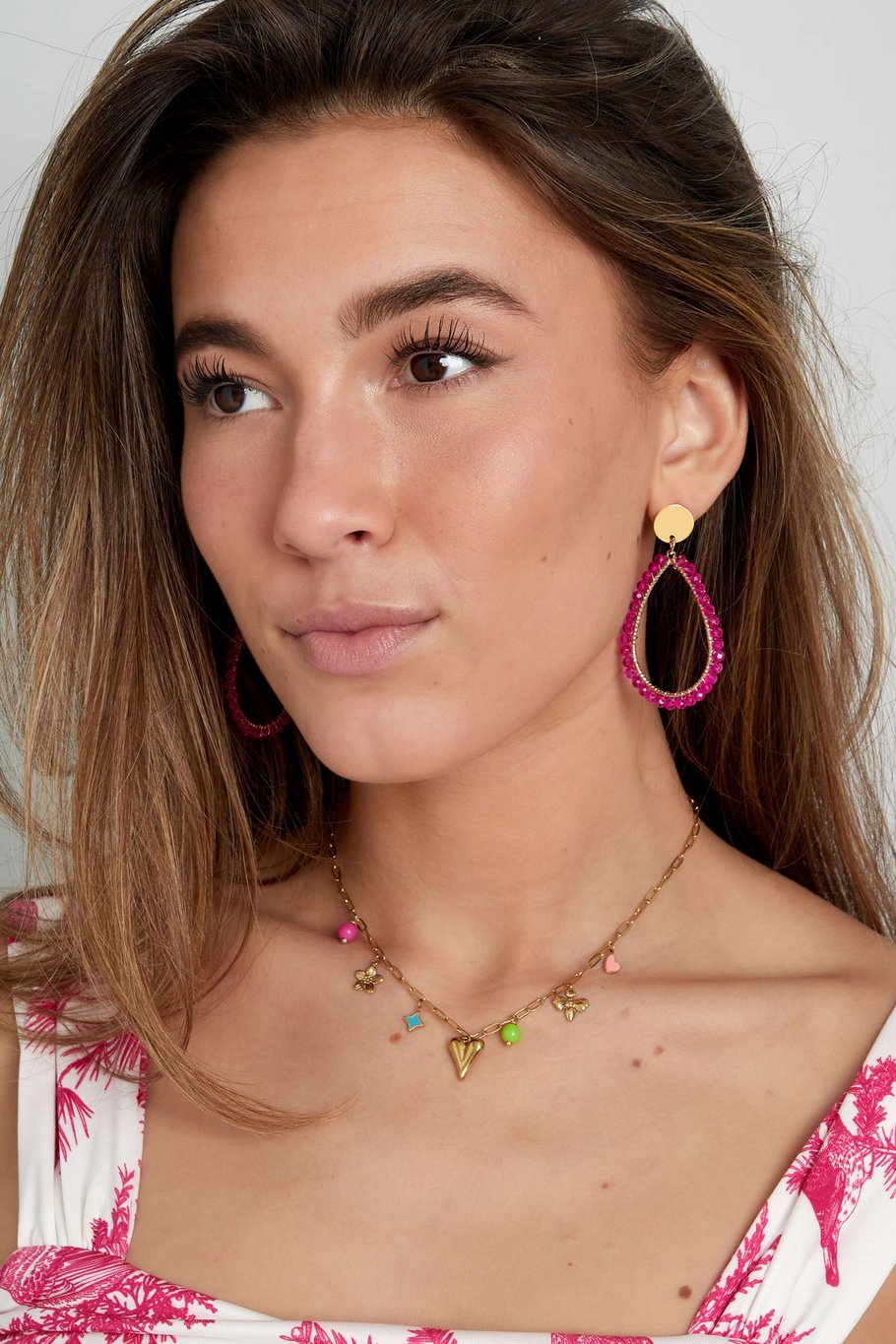 Ovale oorbellen - Roze