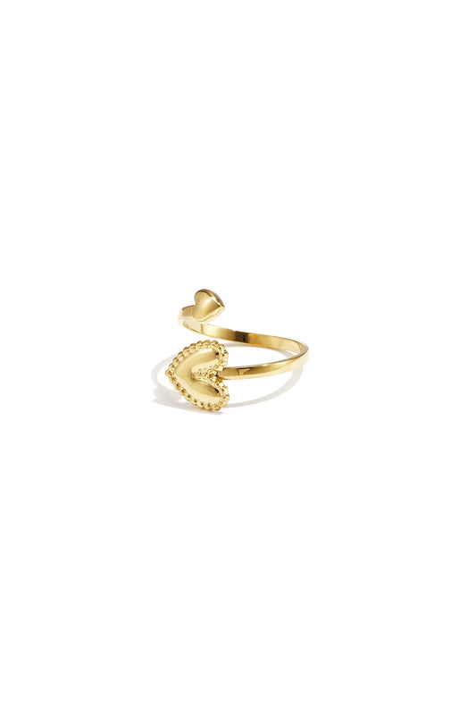Ring Double Hearts - Goudkleurig