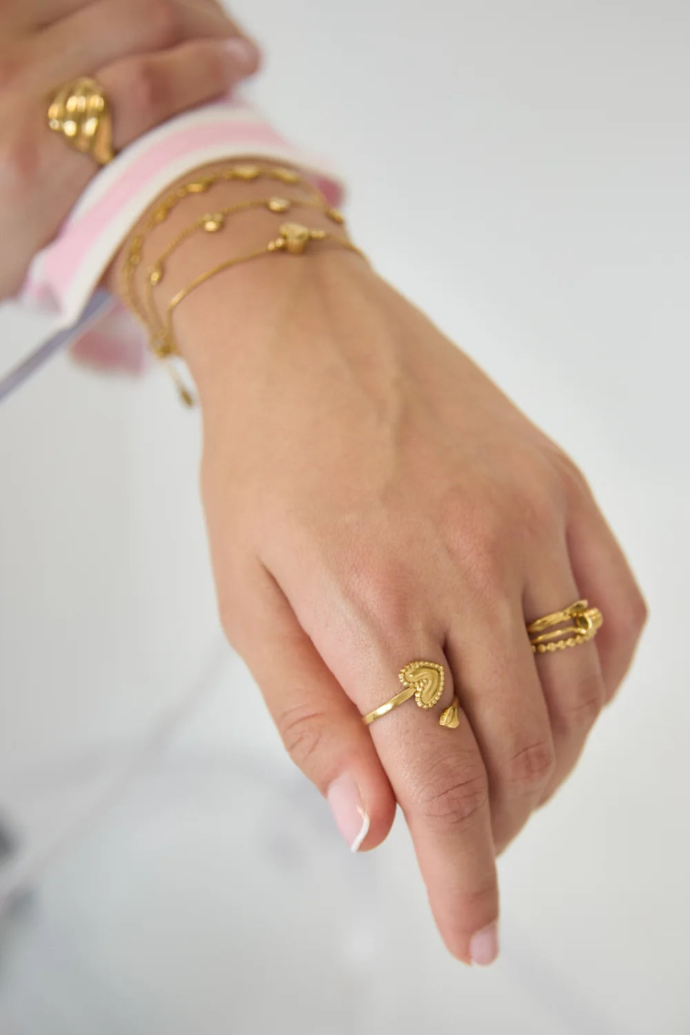 Ring Double Hearts - Goudkleurig