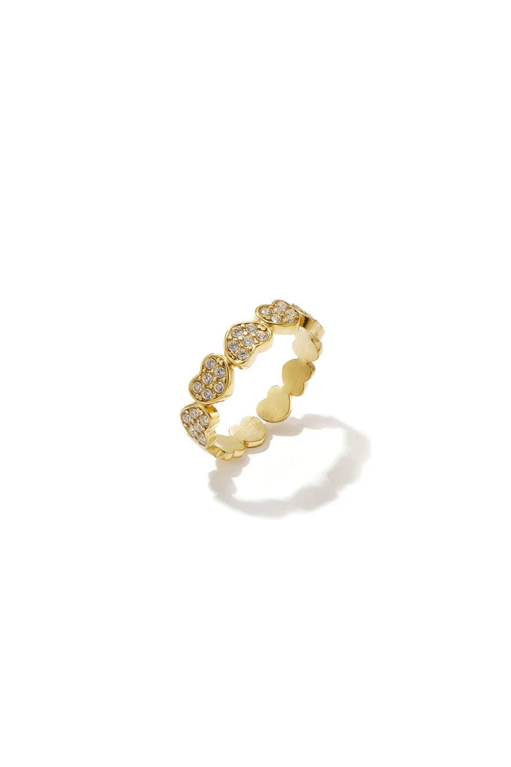 Ring Strass Hartjes - Goudkleurig