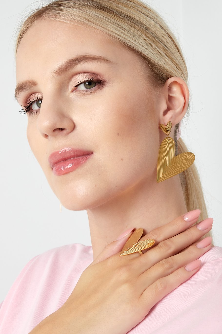 Oorbellen Double the Love - Goud