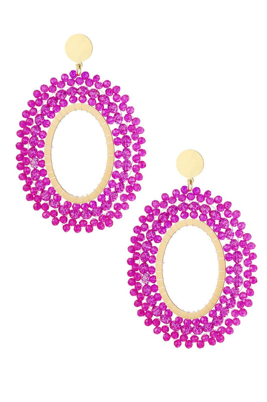 Oorbellen kralen party - Fuchsia